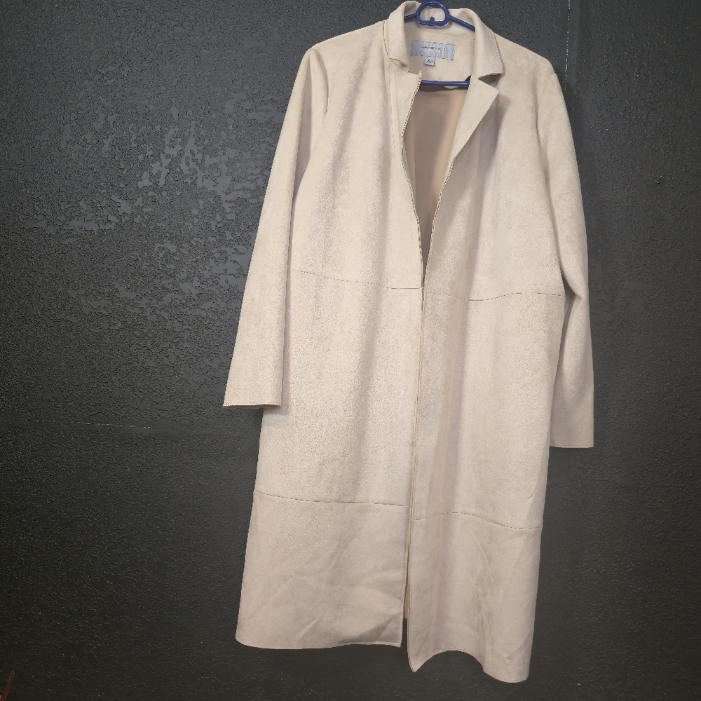 Marc New York OPEN JACKET MICROSUEDE cream ivory off-white pale beige Size Large - Picture 4 of 17